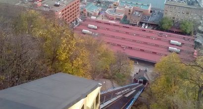 Photo looking over the Mon Incline at the Pittsburgh skyline