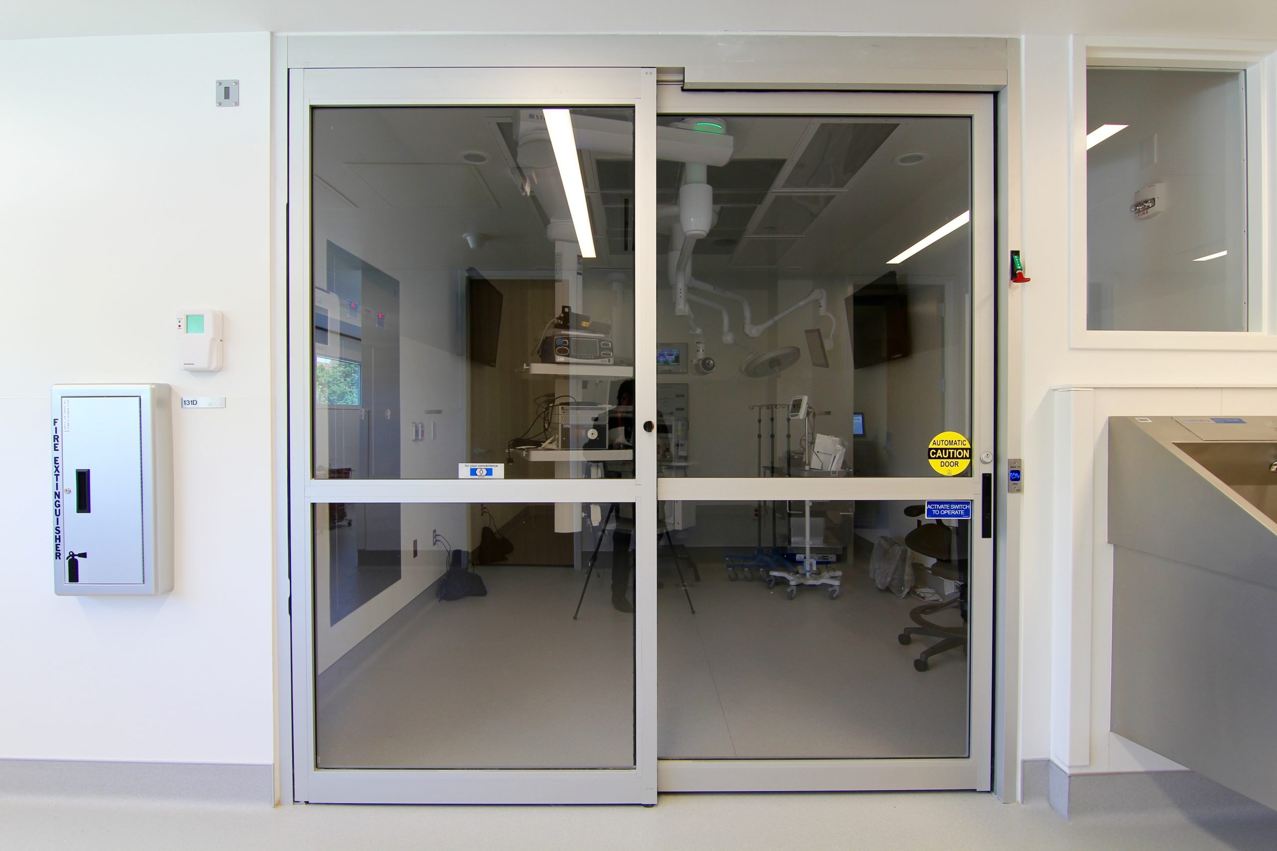 Photo of a manual sliding ICU door